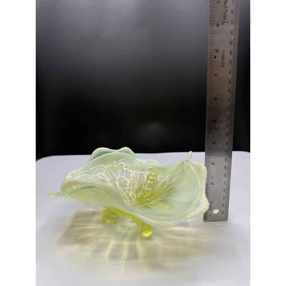 Northwood Vaseline glass footed bowl ; uranium: 1890s